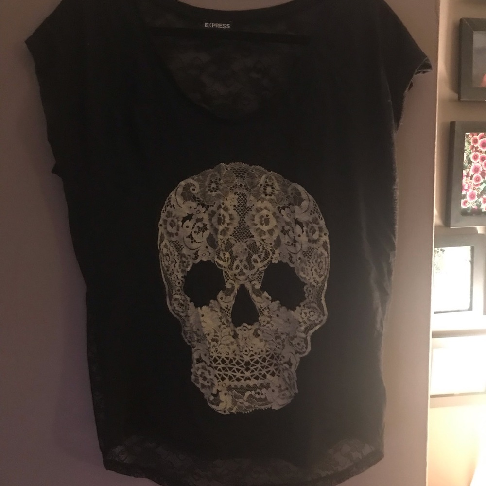 Lace skull tee from express